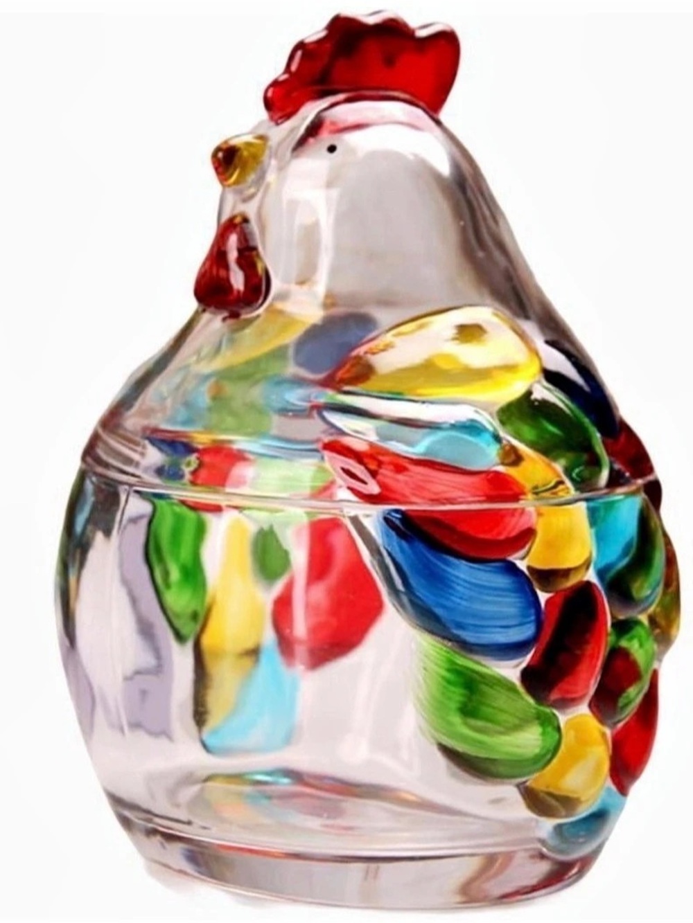 Handcrafted-Style Chicken Glass covered dish